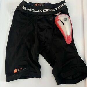 Shock Doctor Youth M Black Compression Shorts with Protective Cup
